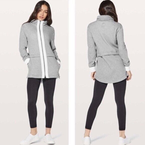 Lululemon Jacket Light As Warmth Heathered Medium Grey Sweatshirt Jacket; Sz 12 - Picture 1 of 3